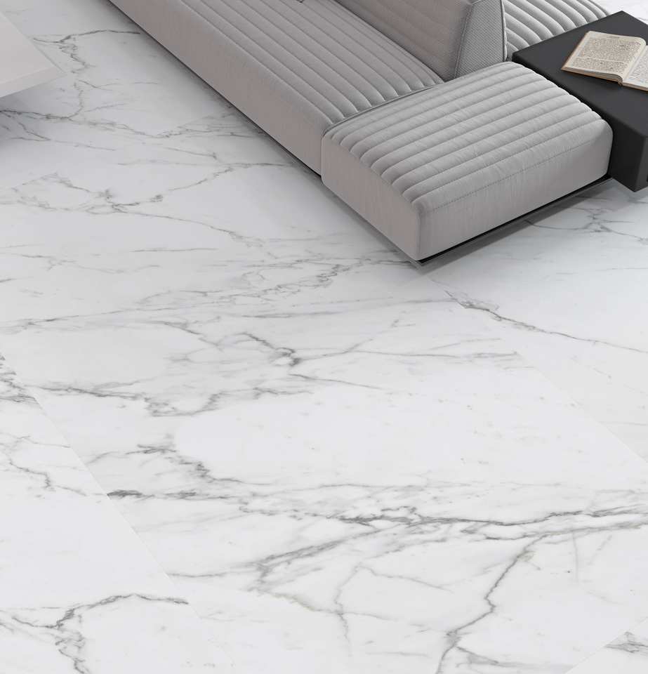 Tấm đá nung kết họa tiết trắng trang trí nội thất