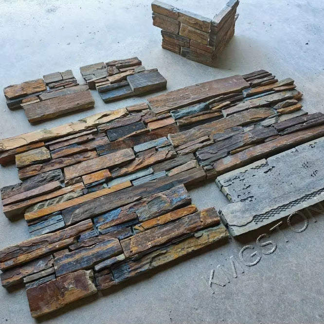 Đá khối ốp Quartzite tự nhiên, vân thạch anh Nâu Gỉ Sét Hiện Đại, bề mặt chẻ