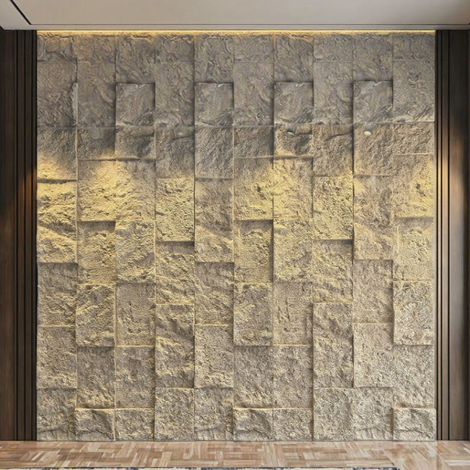 Tấm ốp trang trí tường nền đá nhân tạo PU hiện đại giả đá văn hóa và đá vôi nội ngoại thất