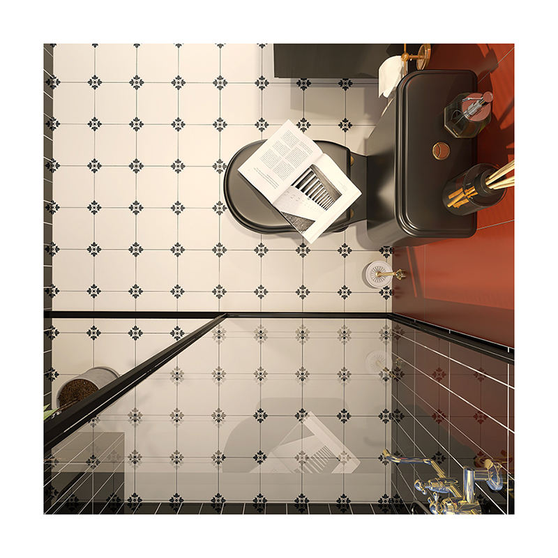 Gạch sứ lát sàn 400x400mm Phong cách tối giản hoài cổ ngọt ngào Họa tiết hoa nhỏ Nghệ thuật mờ cổ điển