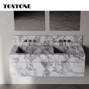 Tostone Mặt bàn lavabo phòng tắm gắn tường bằng đá cẩm thạch Arabescato Corchia tự nhiên sang trọng