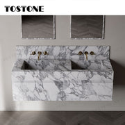 Tostone Mặt bàn lavabo phòng tắm gắn tường bằng đá cẩm thạch Arabescato Corchia tự nhiên đẹp dành cho nội thất tùy chỉnh hiện đại sang trọng
