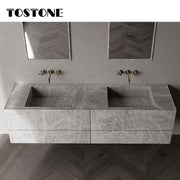 Tostone Minimalist Honed Natural Taj Mahal Luxury Vanity Phòng Tắm