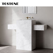 Tostone Mặt Bàn Lavabo Phòng Tắm Đứng Độc Lập Bề Mặt Mài Mờ Đá Cẩm Thạch Trắng Lorde Tự Nhiên Thời Trang Dùng Để Trang Trí Chậu Rửa Mặt Gia Đình