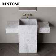 Mặt bàn chậu rửa phòng tắm Tostone độc lập, bề mặt mài đá cẩm thạch trắng Lorde tự nhiên, sang trọng