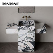 Tostone DDP Delivery Đá cẩm thạch Verde Aurora tự nhiên Bề mặt mài mờ Mặt bàn lavabo phòng tắm đứng độc lập