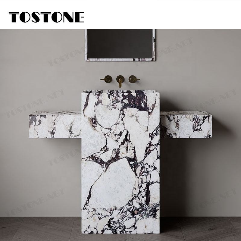 Tostone Đá Cẩm thạch Calacatta Viola Tự nhiên Bề mặt mài mờ Mặt bàn lavabo phòng tắm đứng độc lập dành cho chậu rửa mặt gia đình Tác phẩm nghệ thuật trang trí