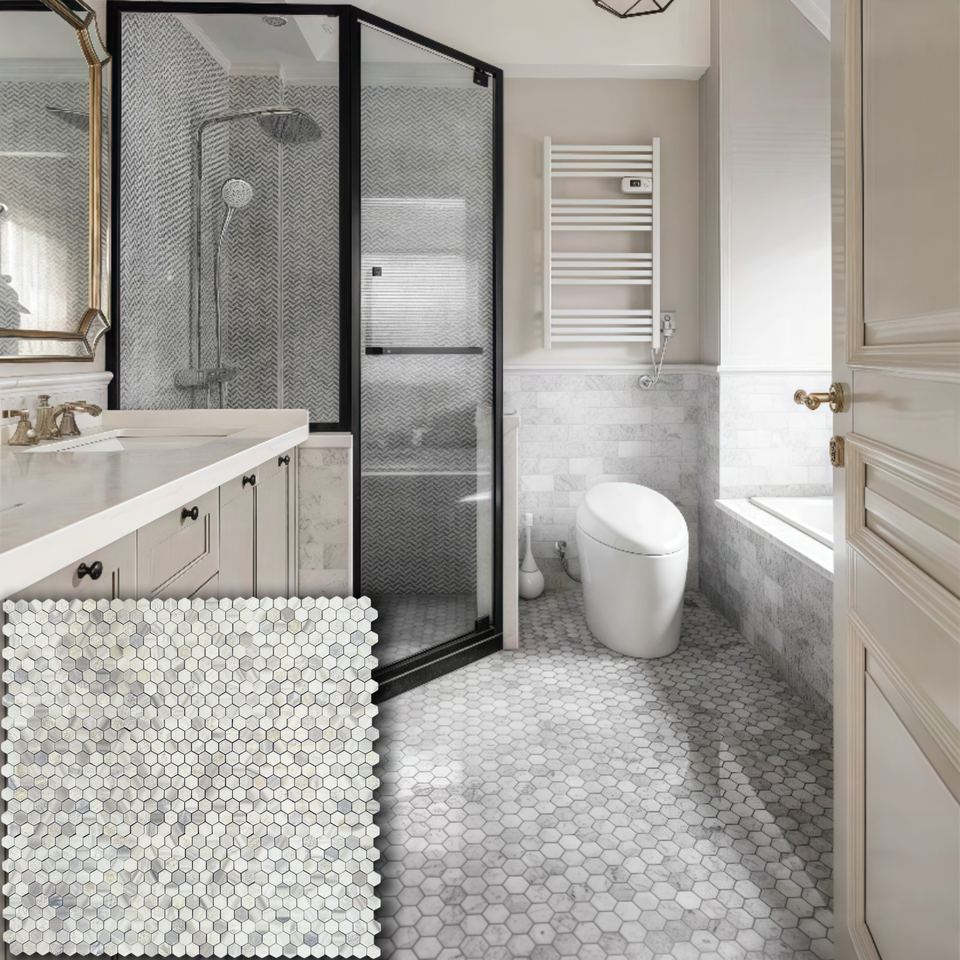 Gạch Mosaic Hình Thoi Đá Tự Nhiên Ốp Tường Sàn Nội Thất Khách Sạn Biệt Thự Bếp Nhà Hàng Phòng Tắm Nhà Vệ Sinh Bề Mặt Đánh Bóng Hình Học