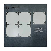 Gạch Sứ Ốp Tường Sợi Thủy Tinh 300x600mm Phong Cách Retro Pháp Dùng Cho Tường Bếp, Phòng Tắm, Ban Công Họa Tiết Hoa Nhỏ Phối Đen Trắng