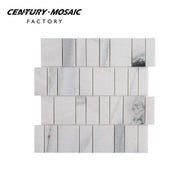 Centurymosaic Bán Buôn Gạch Mosaic Đá Cẩm Thạch Lasa Bianco Trắng Bóng Kiểu Phím Đàn Piano Mới
