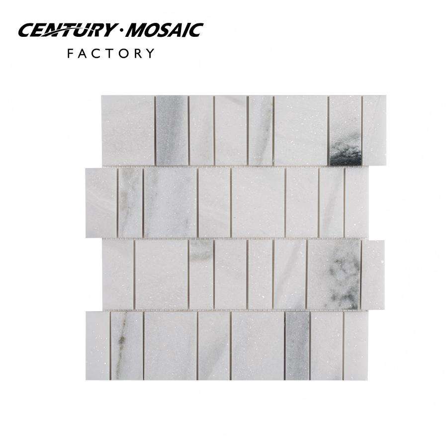 Centurymosaic Bán Buôn Gạch Mosaic Đá Cẩm Thạch Lasa Bianco Trắng Bóng Kiểu Phím Đàn Piano Mới