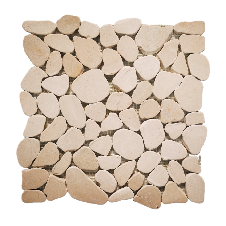 Gạch Mosaic Sỏi Đá Cuội Sông Tự Nhiên Bất Định Hình Đánh Bóng