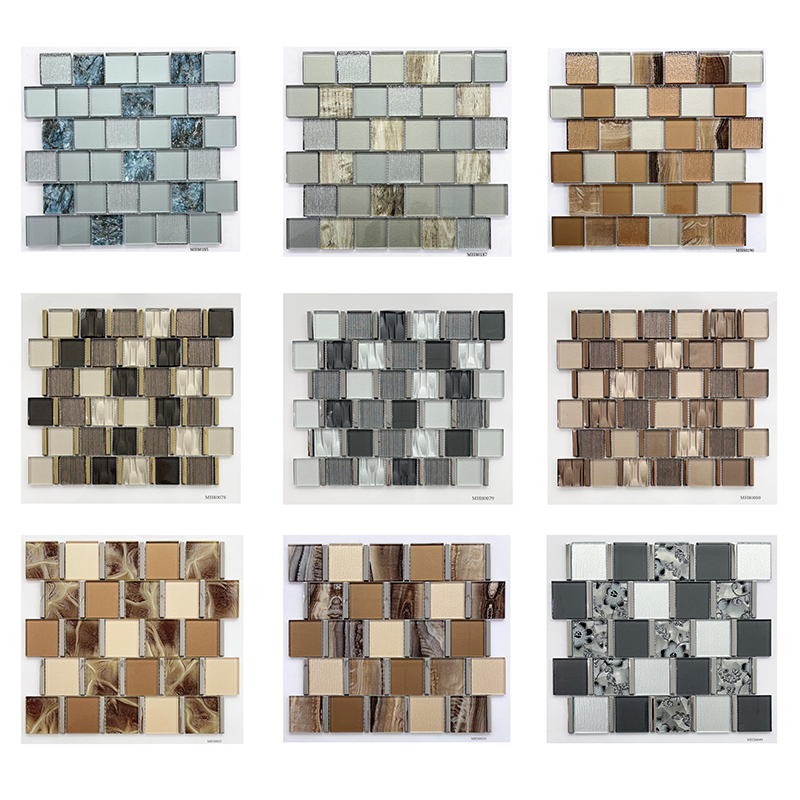 Gạch Mosaic Kính 6MM Hình Chữ Nhật Chất Lượng Tốt, Thiết Kế Hiện Đại, Nghệ Thuật Thủ Công Mosaic Nhân Tạo cho Tường và Khách Sạn