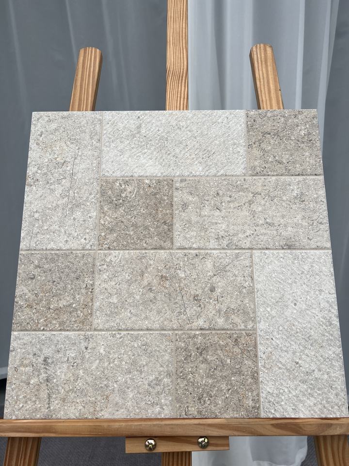 Gạch Sứ Cao Cấp 400x400mm Màu Be Họa Tiết Mosaic Đá Cẩm Thạch Hình Học, Bóc Dán, Chống Trượt, Chống Thấm Nước