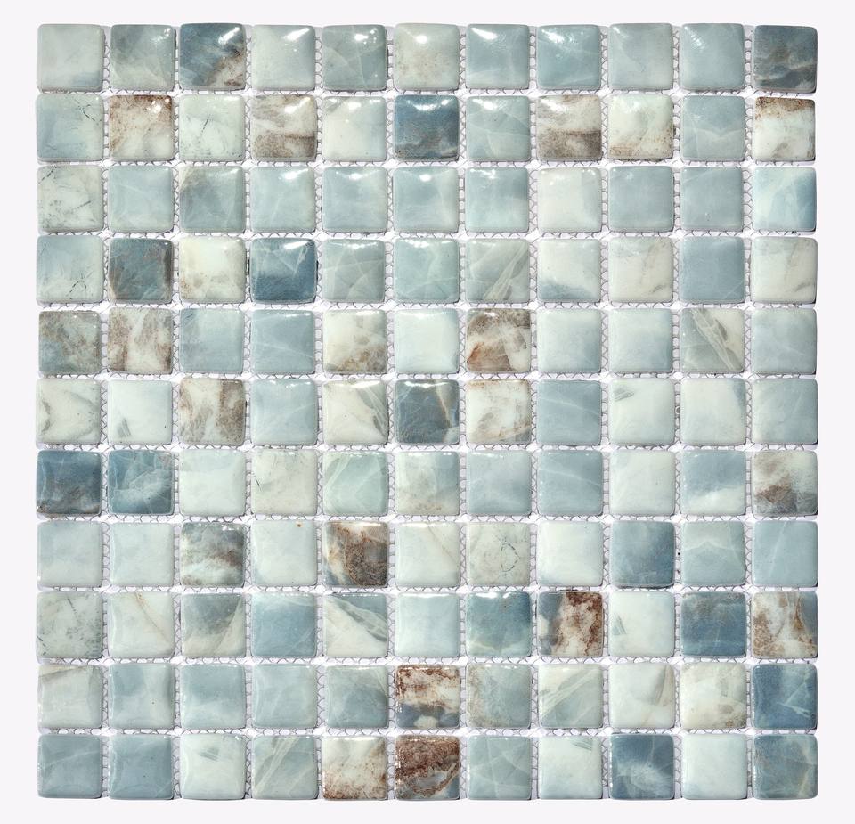 Gạch Mosaic Kính Phong Cách Hiện Đại Màu Xám In Phun Dùng Cho Hồ Bơi Hình Vuông 6mm Chống Thấm Nước Dùng Trong Nhà/Ngoài Trời