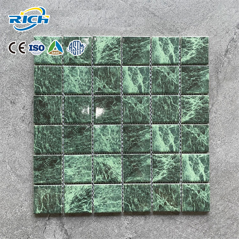 Gạch men sứ hiện đại chất lượng cao bền chống trượt màu xanh lá Mosaico Azulejo