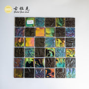 Gạch Mosaic Thủy Tinh Đen & Đa Sắc Rực Rỡ Hoa Văn Vuông Bóng