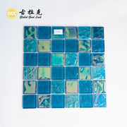 Gạch Mosaic Kính Màu Xanh Dương Óng Ánh Hình Vuông