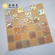 Gạch Mosaic Thủy Tinh Vàng Nhạt Hình Vuông Dày 4mm Trực Tiếp Từ Nhà Máy Dùng Cho Hồ Bơi Ngoài Trời & Spa
