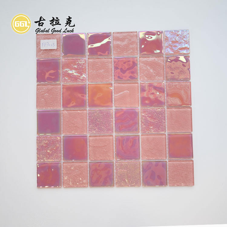 Gạch Mosaic Kính Vuông Hồng Bóng Thiết Kế Hiện Đại Cho Bể Bơi Và Trang Trí Nội Thất