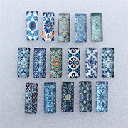 10x25mm Random Mixed Blue and white Porcelain Rectangle Glass Cabochon Dome Flatback Photo DIY Accessories 10pcs/lot K06035 - Daisan Store