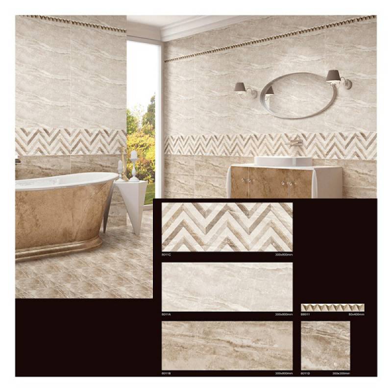 Gạch men bóng ốp tường phong cách châu âu 300x800m màu vàng