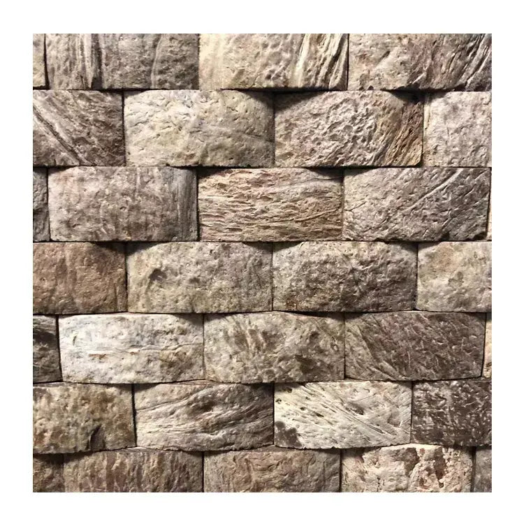 Tấm Ốp Lát Sàn, Tường và Gạch Mosaic Vỏ Dừa Hình Khiên Trang Trí Tự Nhiên Nguyên Bản Màu Nâu Đen