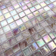 Gạch Mosaic Kính Ngọc Trai Óng Ánh Tím Viền Vàng Ốp Tường Bếp Phòng Tắm