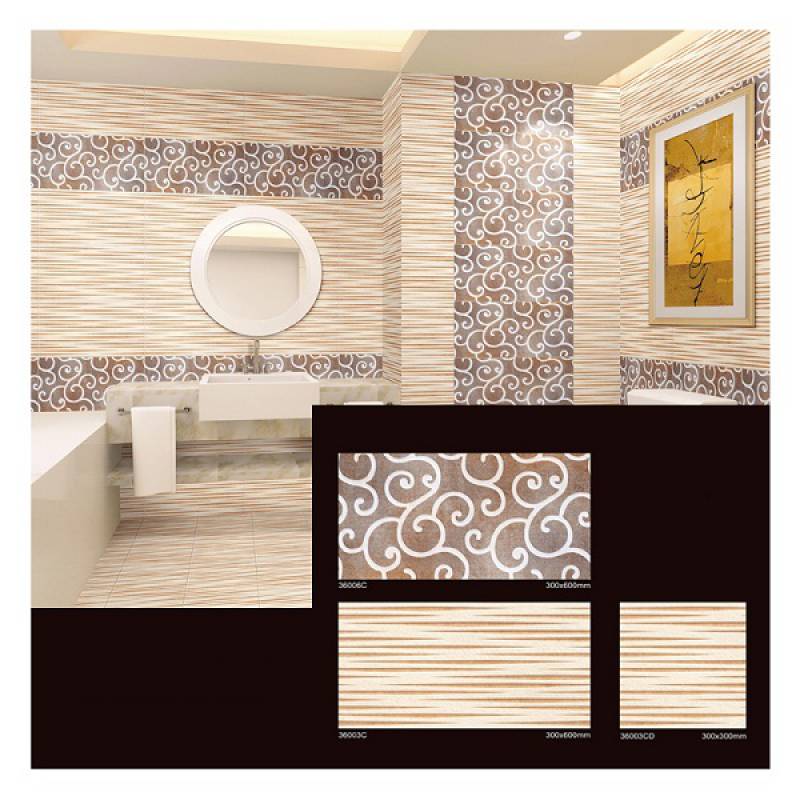 Gạch men bóng ốp tường phong cách châu âu 300x800m màu vàng