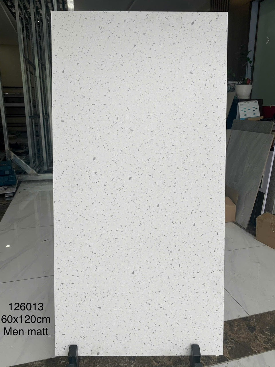 Gạch Terrazzo sứ bóng chống trượt 600x1200 cho sàn phòng khách, phòng ăn, trung tâm thương mại, ban công