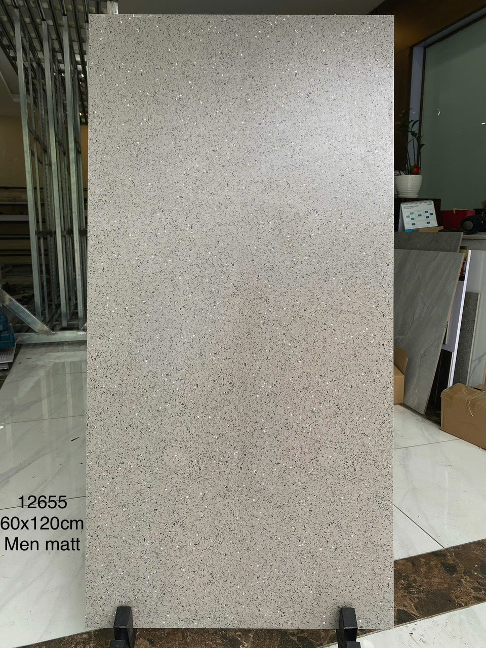 Gạch Terrazzo sứ bóng chống trượt 600x1200 cho sàn phòng khách, phòng ăn, trung tâm thương mại, ban công