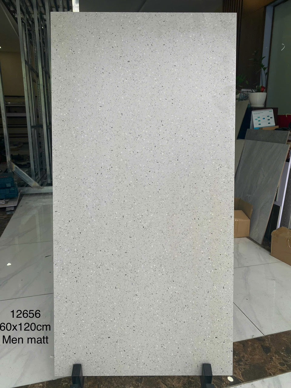 Gạch Terrazzo sứ bóng chống trượt 600x1200 cho sàn phòng khách, phòng ăn, trung tâm thương mại, ban công