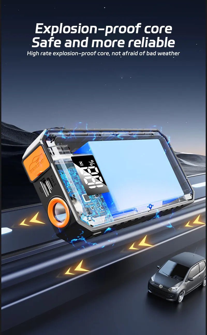 12V Screen Safety Hammer Car Starting Device Car Jump Starter 4000A Power Bank Car Wireless Tire Inflator Pump Air Compressor - Daisan Store