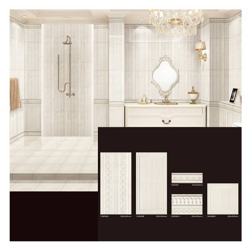 Gạch men bóng ốp tường phong cách châu âu 300x800m màu vàng
