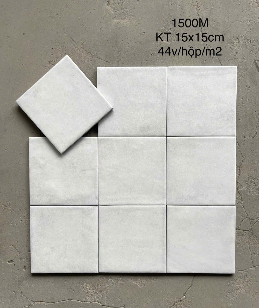 Gạch thẻ trắng men mờ KT 150x150mm (1h/1m/44v/17.5kg) 1500M – Daisan Store