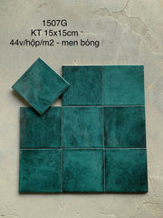 Gạch thẻ xanh men bóng KT 150x150mm (1h/1m/44v/17.5kg) HCM