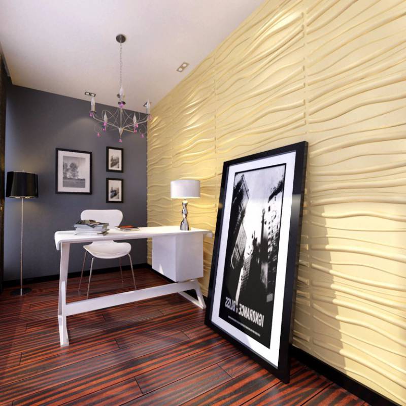 Gạch 3d ốp tường trang trí chống thấm màu trắng