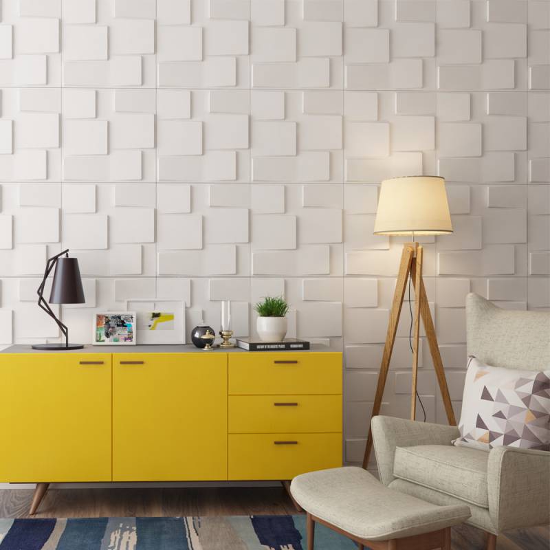 Gạch 3d ốp tường trang trí chống thấm màu vàng