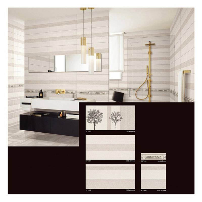Gạch men bóng ốp tường phong cách châu âu 300x800m vân sọc màu sắc