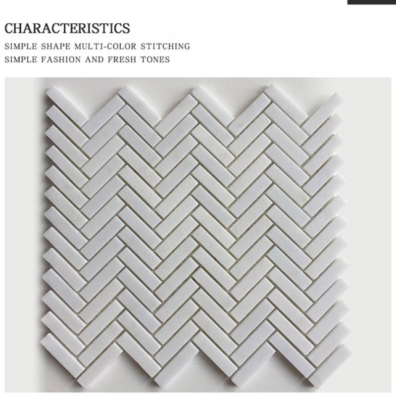 Gạch mosaic xương cá 255x280mm màu trắng