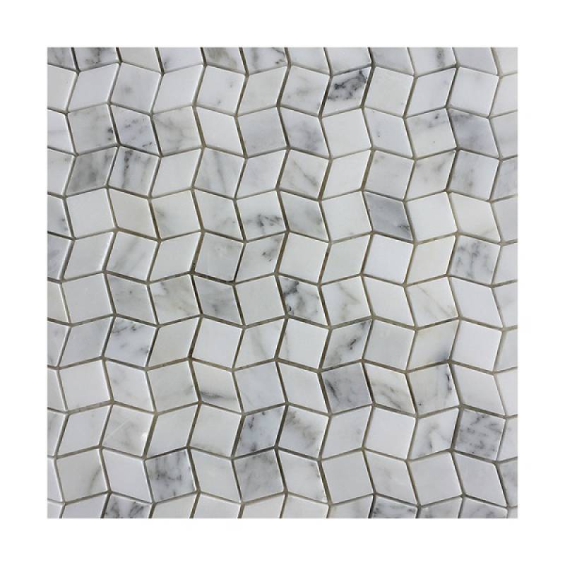 Gạch mosaic đá hình thoi 283x283mm màu trắng