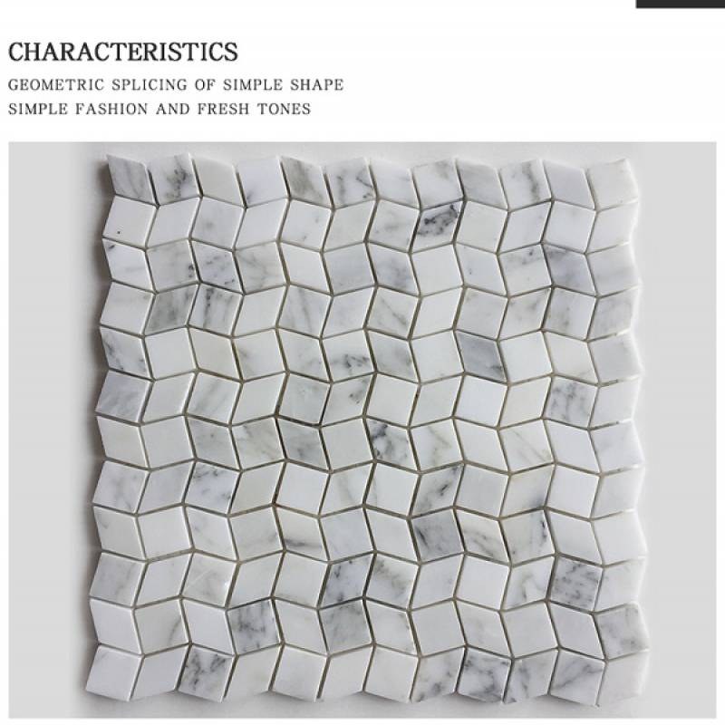 Gạch mosaic đá hình thoi 283x283mm màu trắng