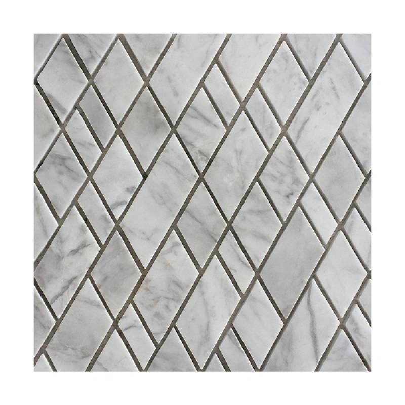 Gạch mosaic đá hình thoi 265x305mm màu trắng
