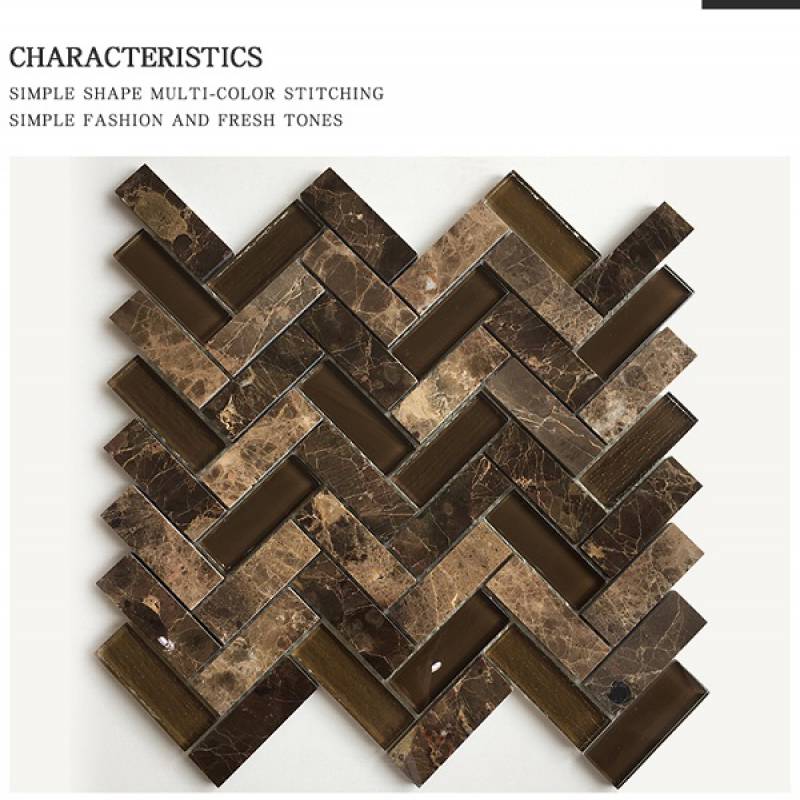 Gạch mosaic đá xương cá 305x325mm màu hỗn hợp