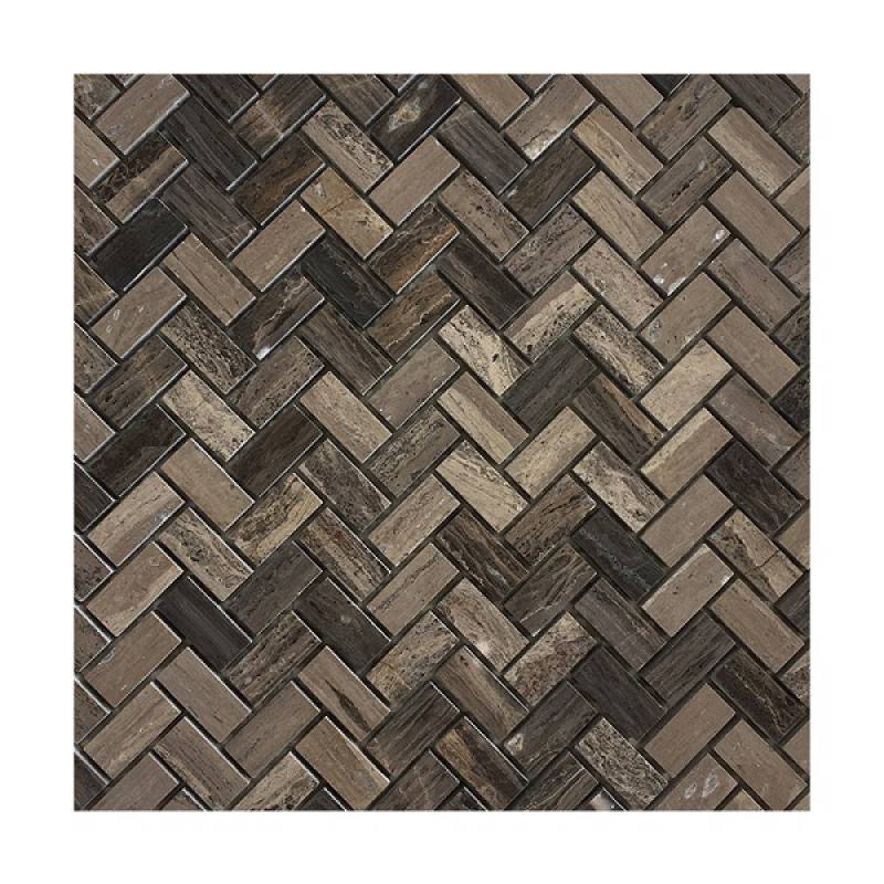 Gạch mosaic đá xương cá 290x300mm màu nâu