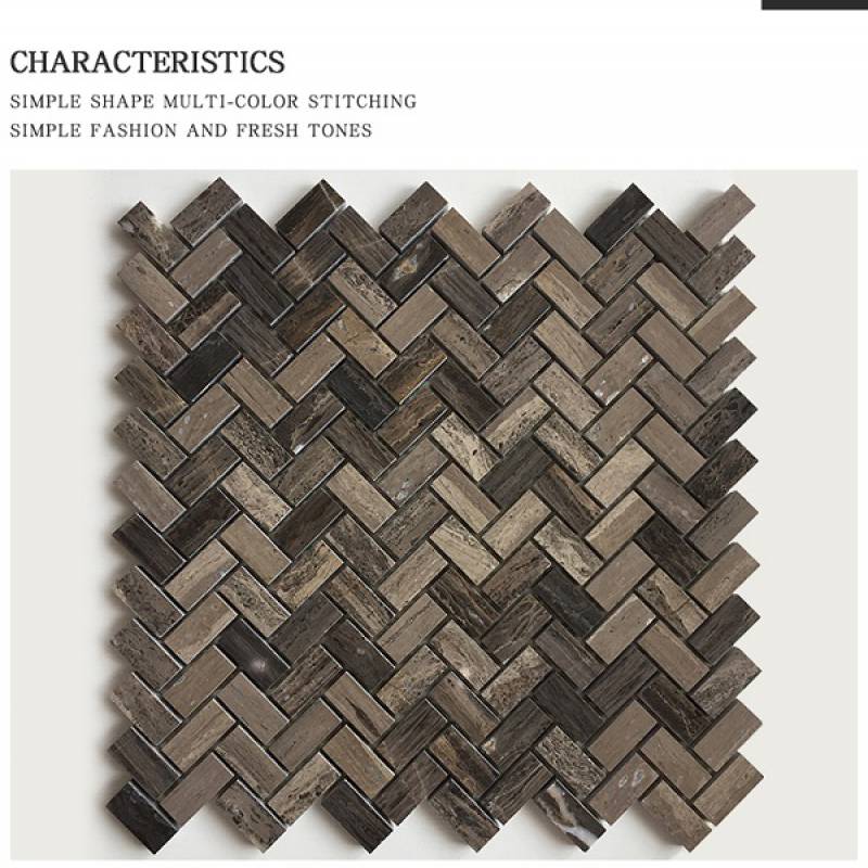 Gạch mosaic đá xương cá 290x300mm màu nâu