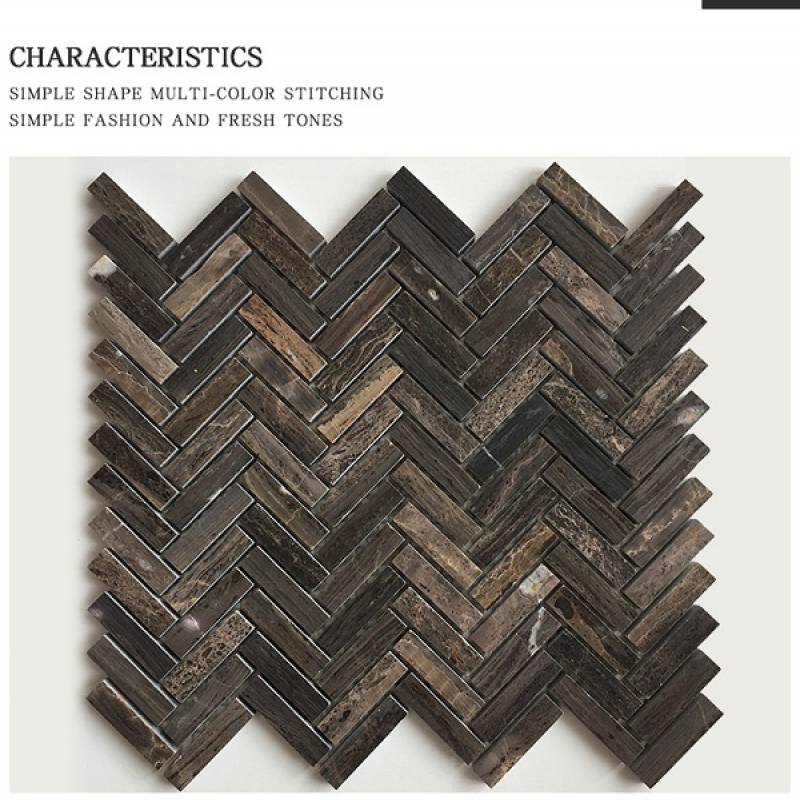 Gạch mosaic đá xương cá 255x280mm 18NS056-1248 màu nâu gỗ