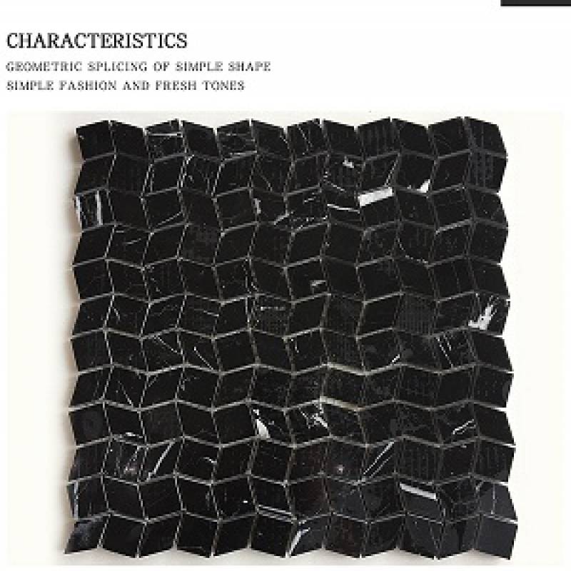 Gạch mosaic đá hình thoi 283x283mm 15NSS126 màu đen