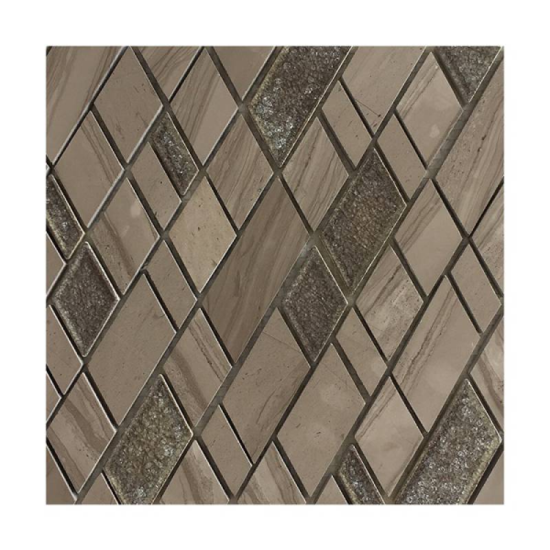 Gạch mosaic hình thoi mix đá 260x300mm màu nâu