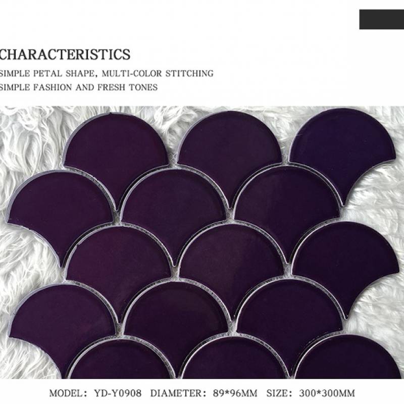 Gạch mosaic gốm hình vảy cá 300x300mm màu tím